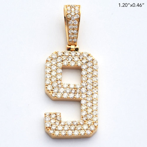 10KY 1.00CTW DIAMOND 3-ROW FLAT NUMBER PENDANT