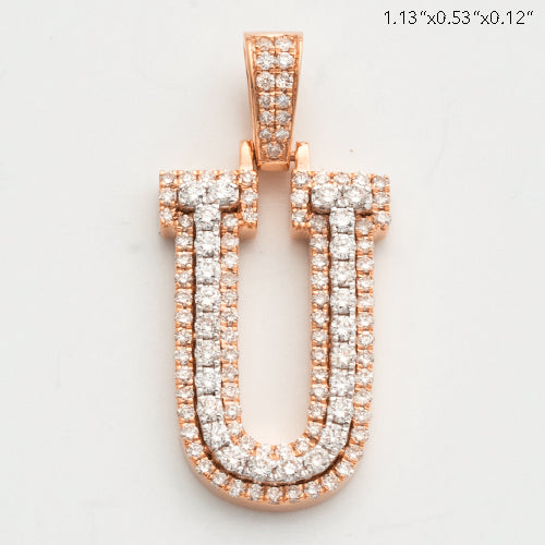 10KR 0.90CTW DIAMOND 3D TWO TONE LETTER PENDANT