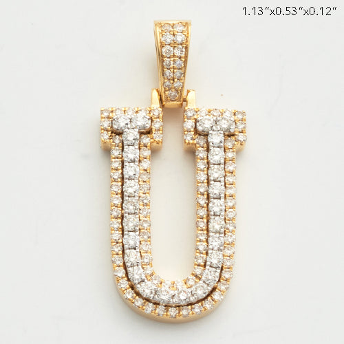 10KY 0.90CTW DIAMOND 3D TWO TONE LETTER PENDANT