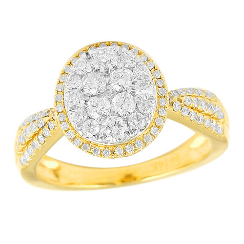 14KY 1.00CTW DIAMOND ROUND CLUSTER RING