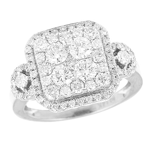 14KW 1.50CTW DIAMOND SQUARE CLUSTER RING