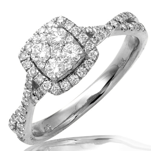 14KW 0.65CTW DIAMOND SQUARE CLUSTER RING - SQUARE