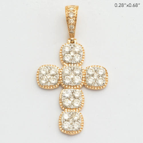 14KY 1.40CTW DIAMOND SQUARE CLUSTER CROSS WITH