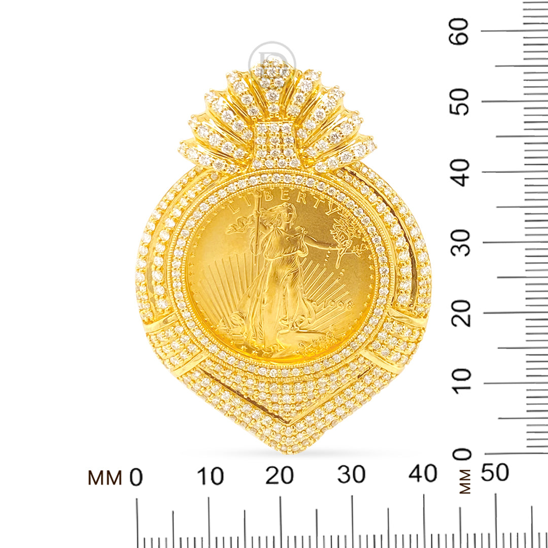 14K Yellow Gold Liberty Coin Diamond Pendant