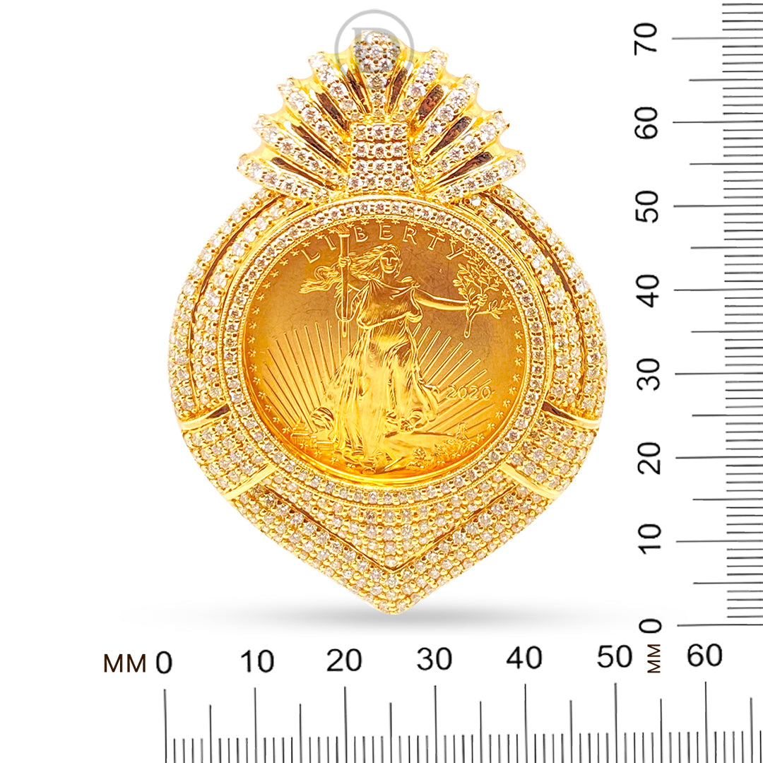 14K Yellow Gold Liberty Gold Coin Diamond Pendant