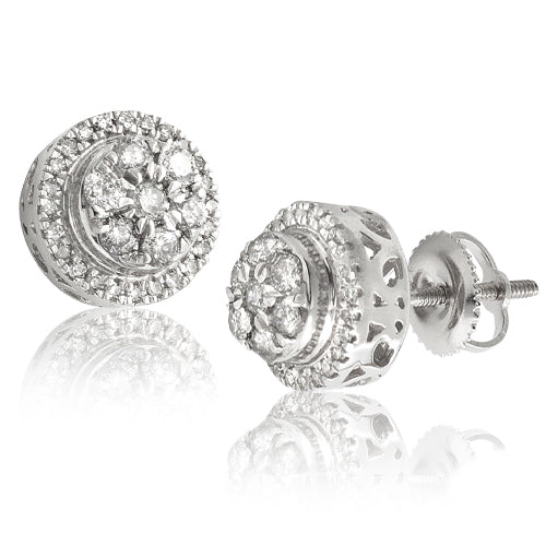 10KW 0.65CTW DIAMOND ROUND 3-D DOME CLUSTER EARRIN