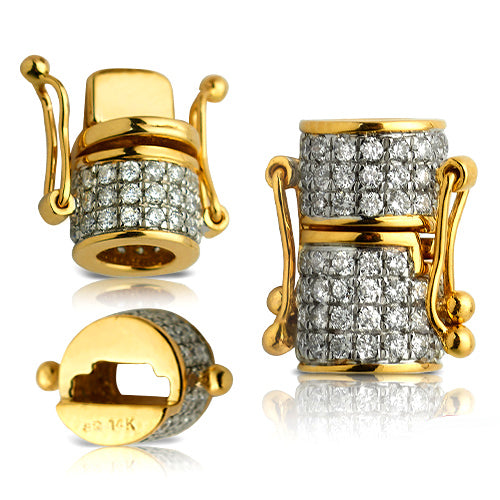14KY 1.50CTW DIAMOND CYLINDER SHAPED CHAIN LOCK -