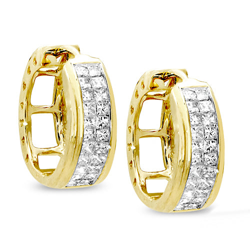 14KY  1.00CTW DIAMOND HOOP EARRINGS
