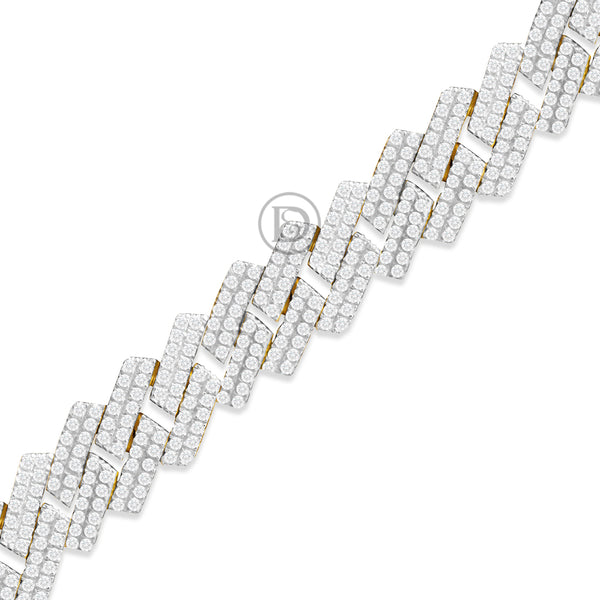 10K Yellow Gold Men's Cuban Bracelet With 2.91CT Diamonds