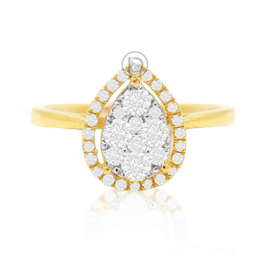 14K Yellow Gold Pear shaped Women's Ring With 0.60CT Diamonds