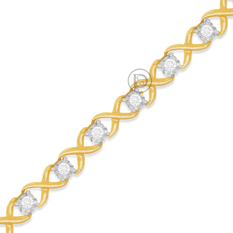 10K Yellow Gold Women's Bolo Bracelet With 0.25CT Diamonds