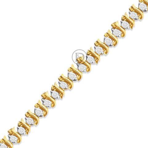 10K Yellow Gold Women's Tennis Bracelet With 1.00CT Diamonds