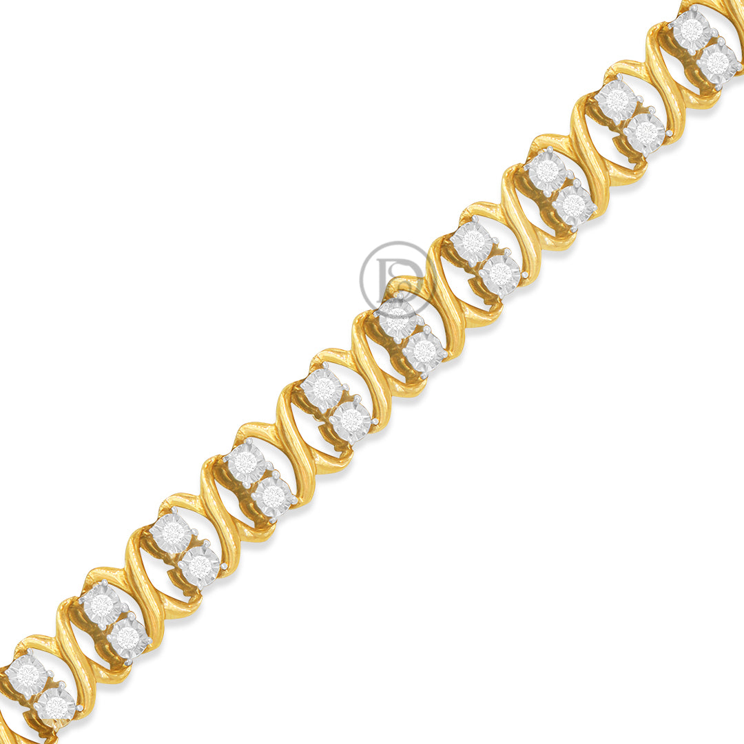 10K Yellow Gold Women's Bracelet With 0.20CT Diamonds