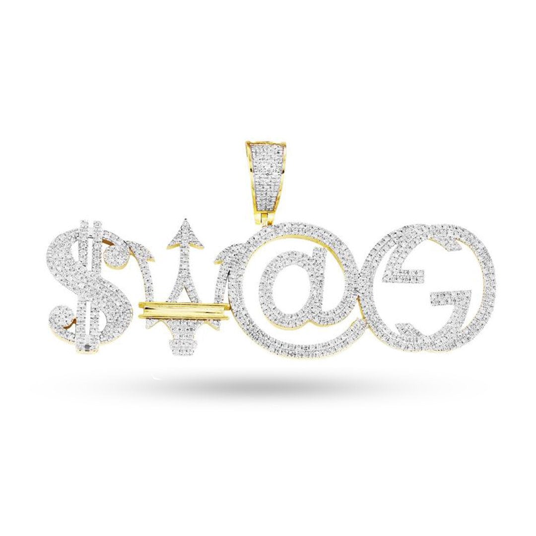 10K Yellow Gold SWAG Pendant With 1.45CT Diamonds