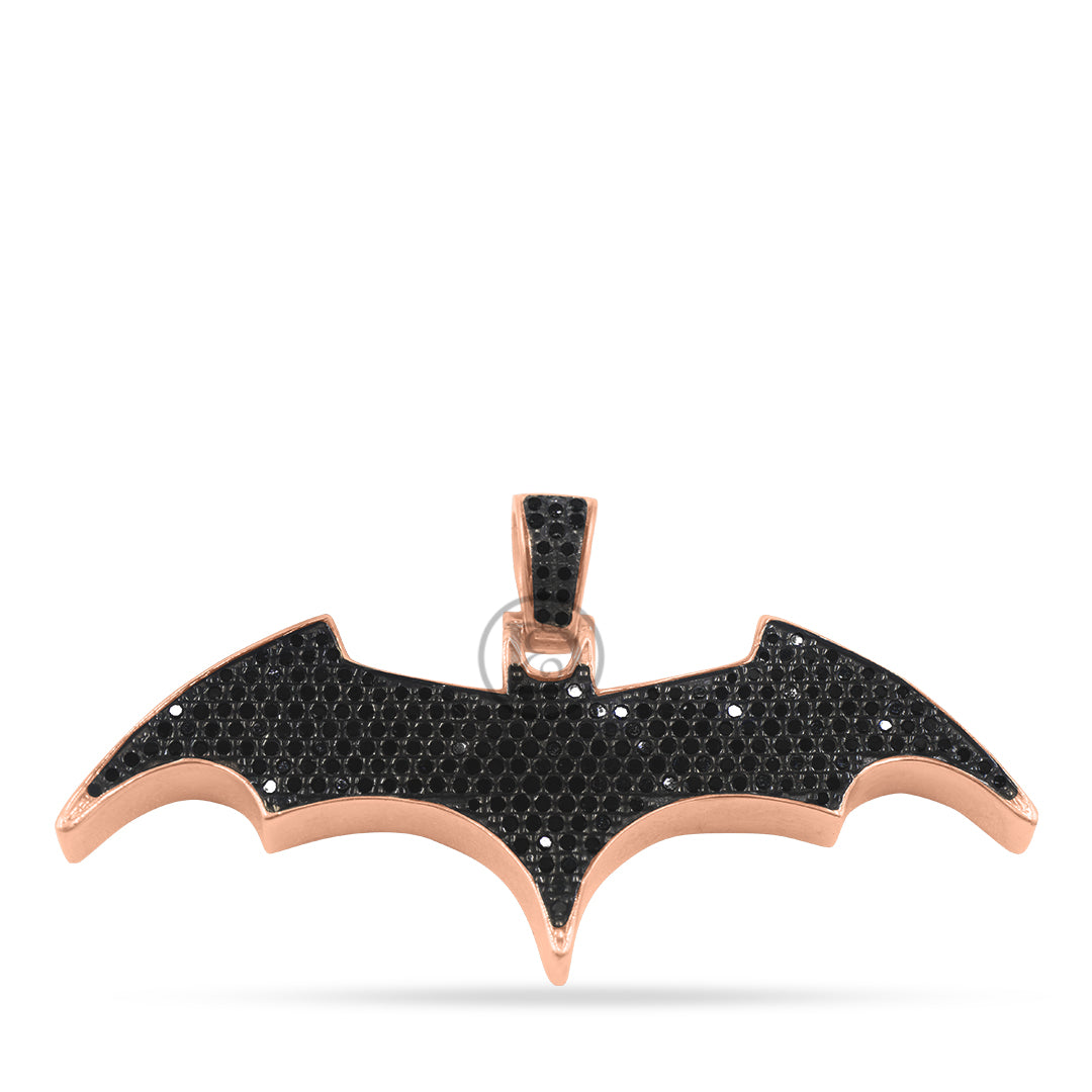 10K Yellow Gold Bat Pendant With 1.20CT Black Diamonds