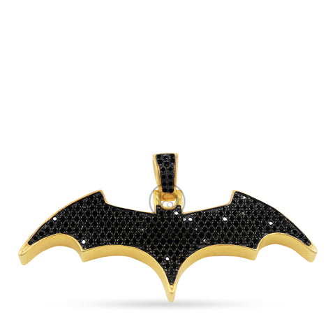 10K Yellow Gold Bat Pendant With 1.20CT Black Diamonds