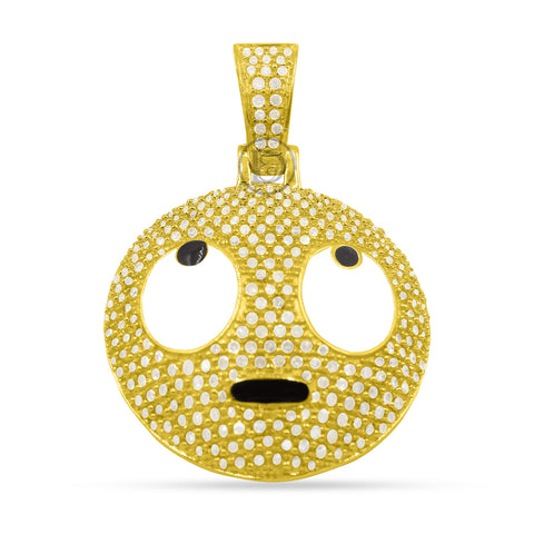 10K Yellow Gold Eye Roll Emoji Pendant With 0.85CT Diamonds