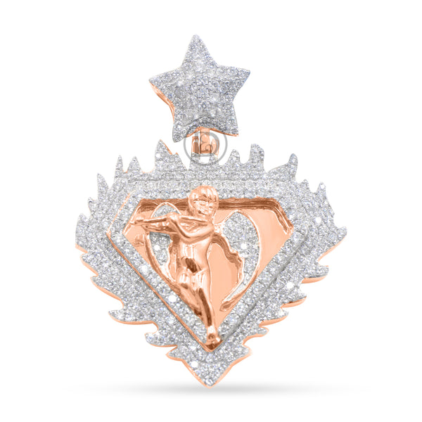 10k Yellow Gold Angel Pendant With 2.20CT Diamonds