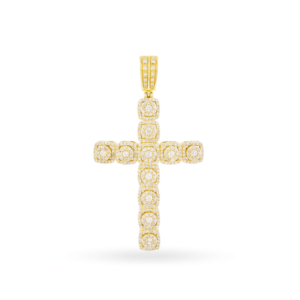 10k Yellow Gold Cross Pendant With1.85CT Diamonds
