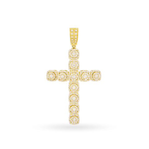 10k Yellow Gold Cross Pendant With1.85CT Diamonds