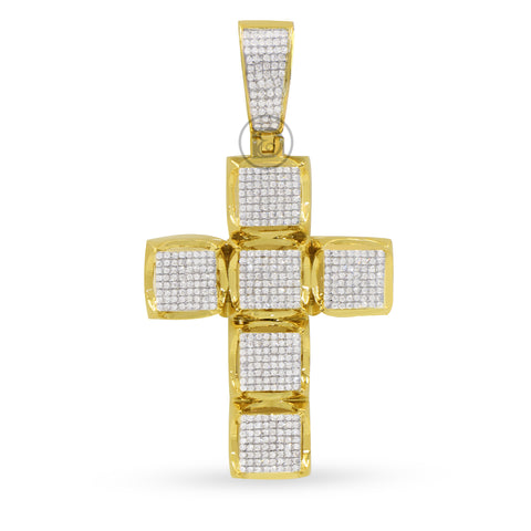 10K Yellow Gold Cross Pendant With 1.00CT Diamonds