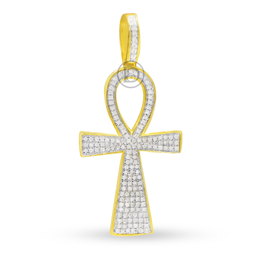 10K Yellow Gold Cross Pendant With 0.40CT Diamonds