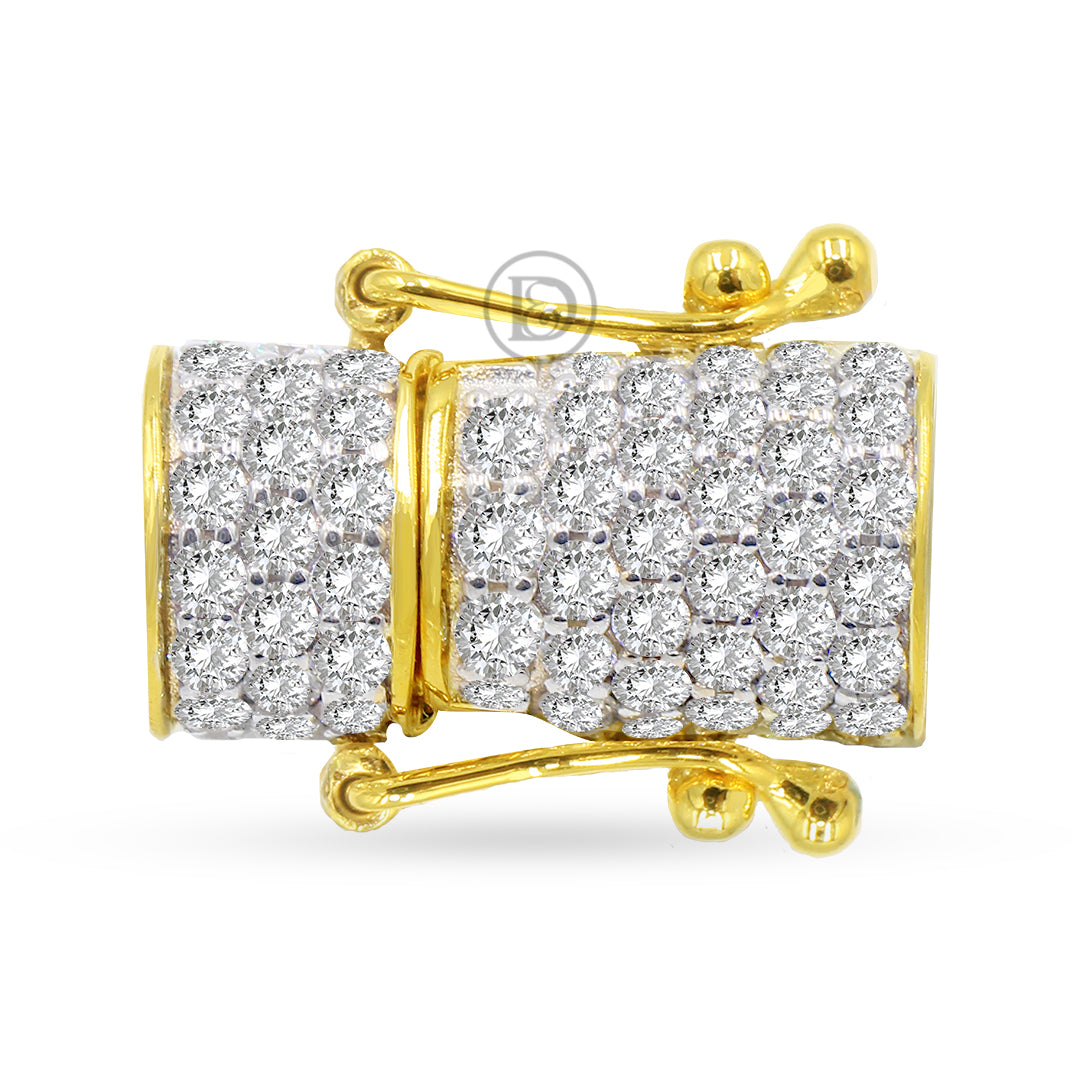 10K Yellow Gold Cylindrical shaped Chain Lock With 1.25 Diamonds