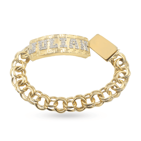 10K Yellow Gold Custom Name Bracelet With Diamond Letters