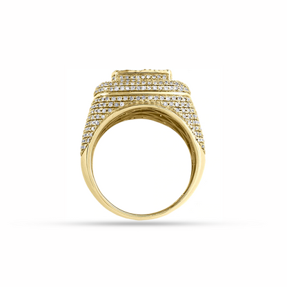 DIAMOND MENS RING 5.00 CT BAGUETTE 14K YELLOW GOLD