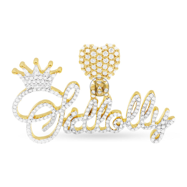 10K Yellow Gold Name Plate Pendant with 2.50CT Diamonds
