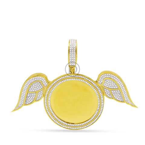 10K Yellow Gold Memory Pendant With Wings and 1.06CT Diamonds