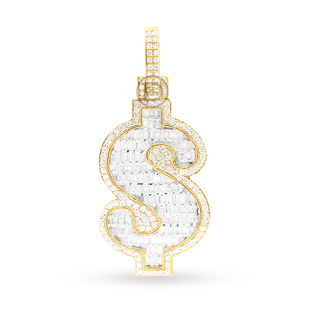 10k Yellow Gold Baguette $ Pendant With 3.75CT Diamonds