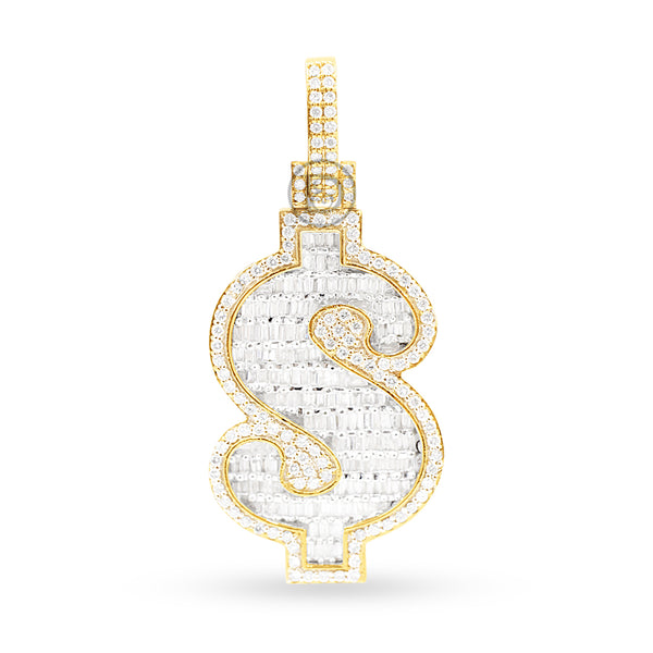 10k Yellow Gold Baguette $ Pendant With 3.75CT Diamonds