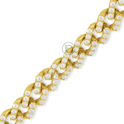 10K Yellow Gold Men's Cuban Bracelet With 7.3CT Diamonds
