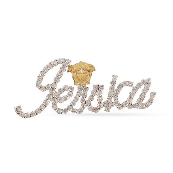 10K Yellow Gold Custom Name Plate With 0.59CT Diamonds