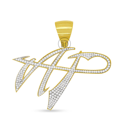 10K Yellow Gold Custom Initials Pendant With 1.88CT Diamonds