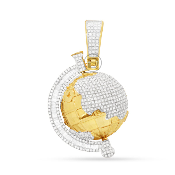10K Yellow Gold Globe Pendant With 2.05CT Diamonds