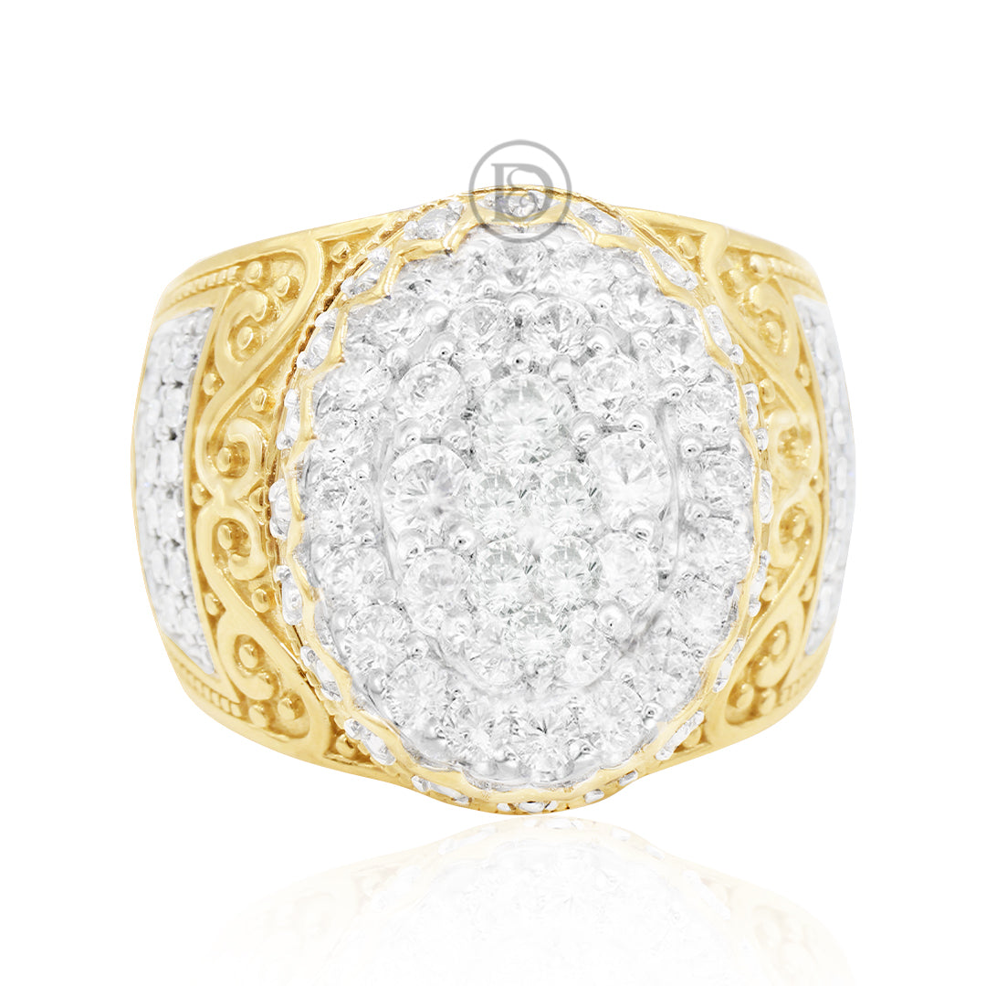 10K Yellow Gold Men's Ring With 2.10CT Diamonds