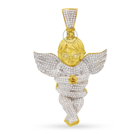 10K Yellow Gold Angel Pendant With 2.18CT Diamonds