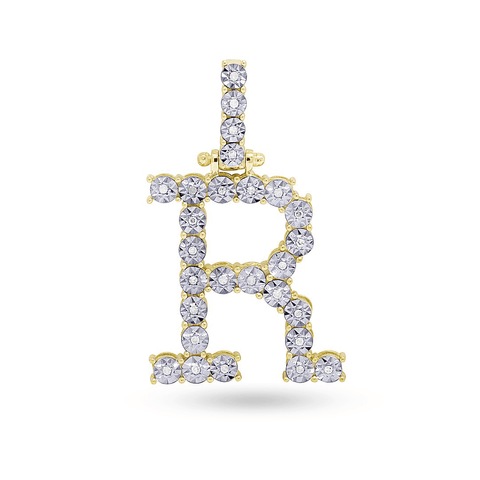 10K Yellow Gold Initial Pendant With 0.15CT Diamonds