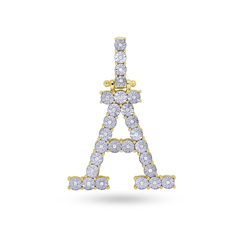 10K Yellow Gold Initial Pendant With 0.16CT Diamonds