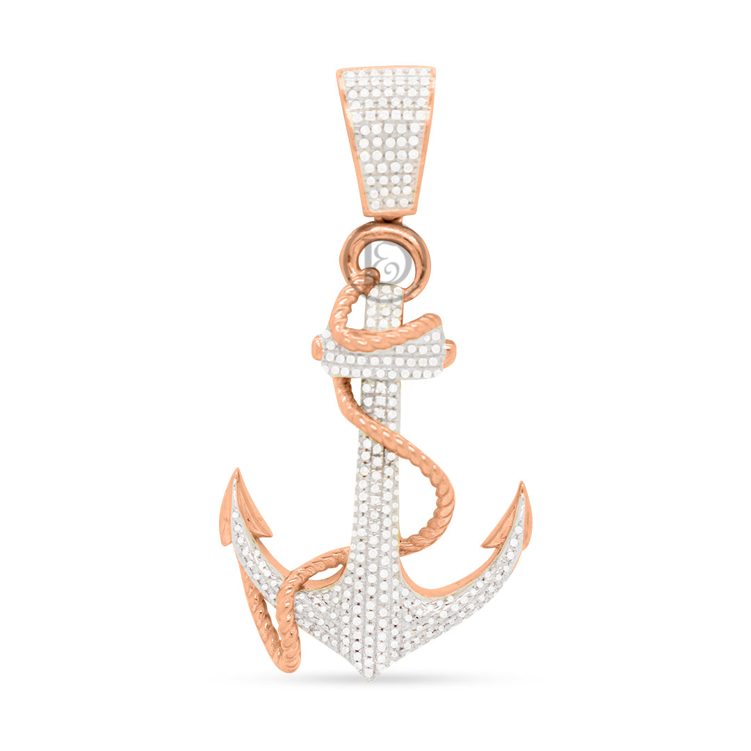 10k yellow gold Anchor Pendant With 0.78 ct Diamonds