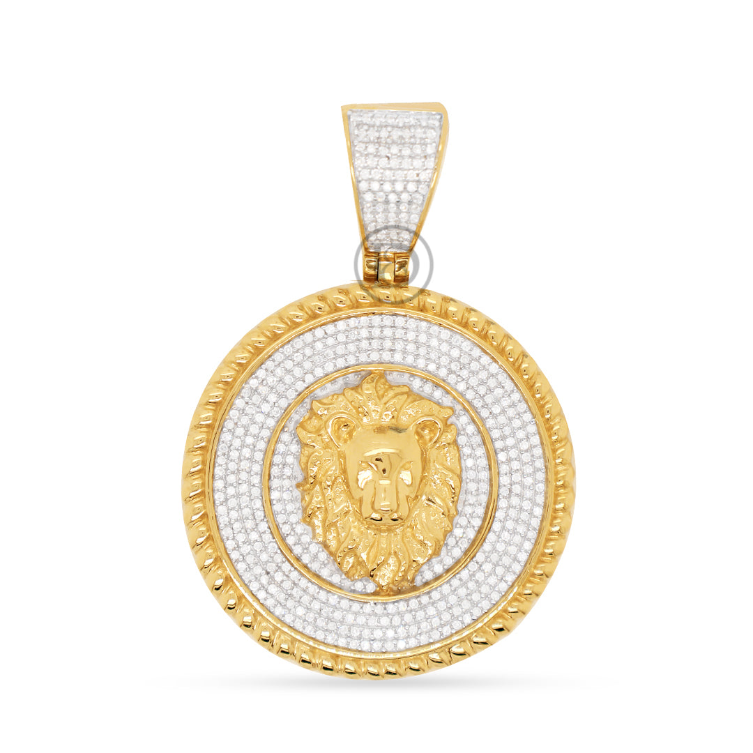 10k yellow gold Lion Pendant With 0.80ct Diamonds