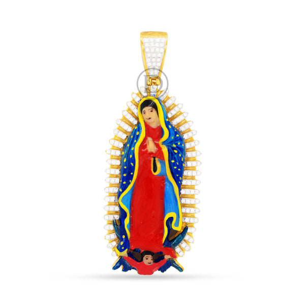 10K Yellow Gold virgin Mary pendant with 0.53ct diamonds