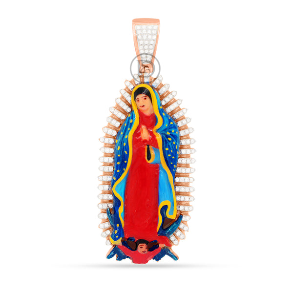 10K Yellow Gold virgin Mary pendant with 0.53ct diamonds