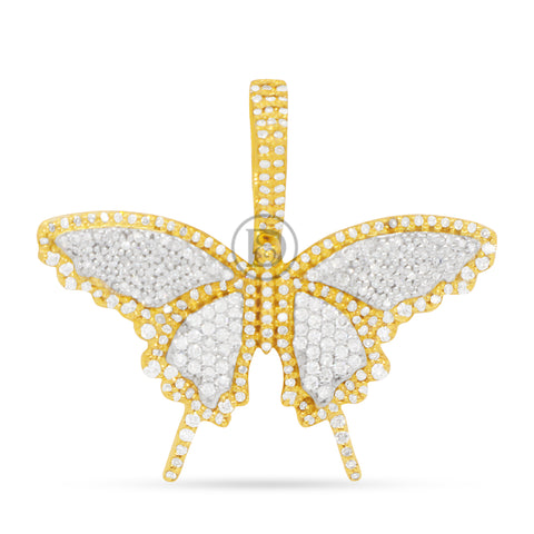 14k white yellow gold butterfly pendant with 0.75ct diamonds