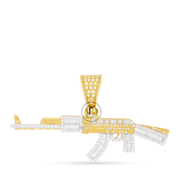 10k yellow gold Gun pendant with 0.75ct diamonds