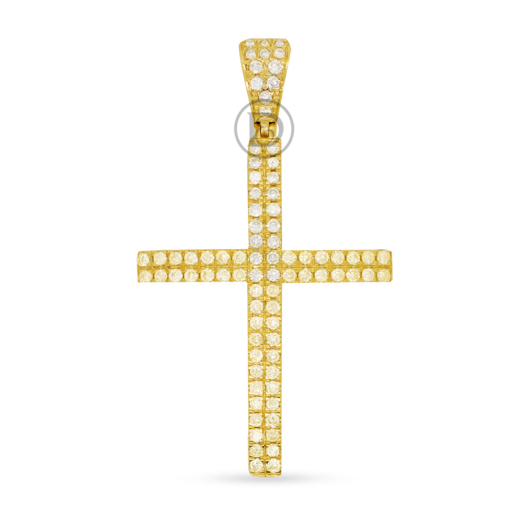 10k yellow gold cross pendant with 1.40 ct diamonds
