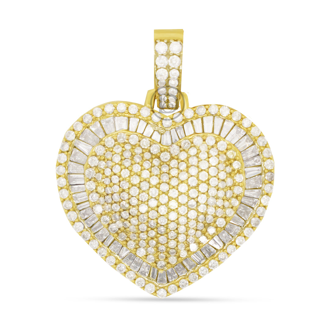 10K yellow gold heart pendant with 3.05ct diamonds