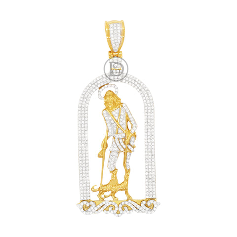 14k yellow gold st. lazarus pendant with 0.390ct diamonds